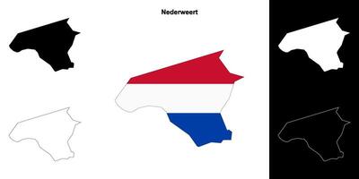 Nederweert blank outline map set vector