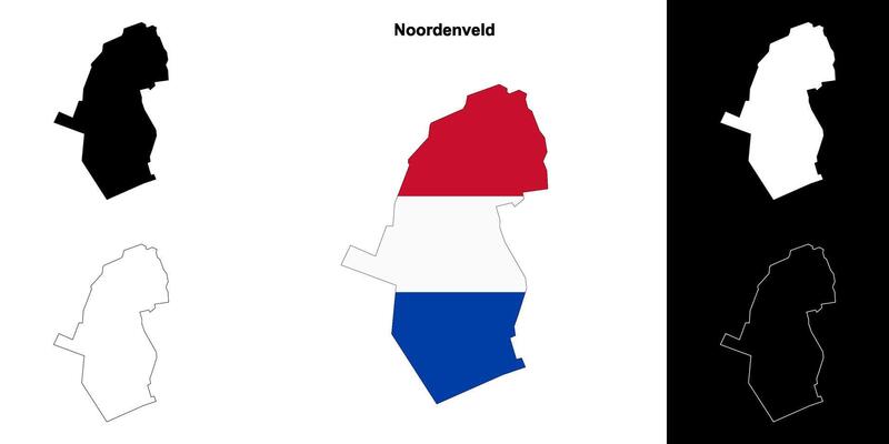 Noordenveld blank outline map set
