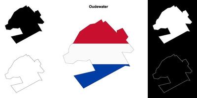 Oudewater blank outline map set vector