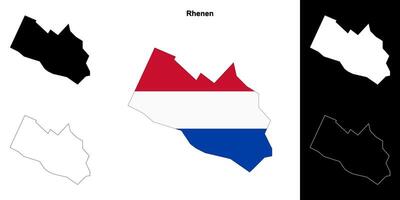 Rhenen blank outline map set vector