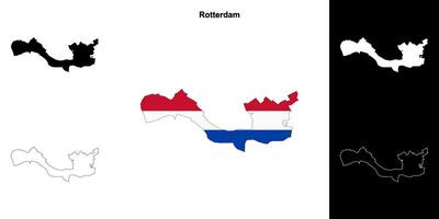 Rotterdam blank outline map set vector