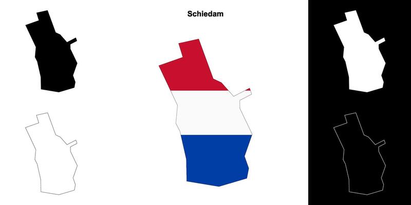 Schiedam blank outline map set