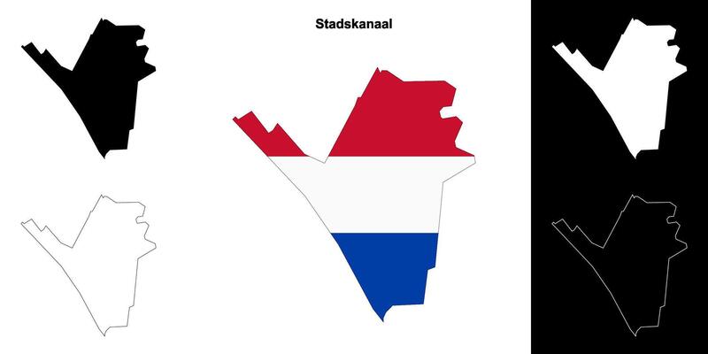 Stadskanaal blank outline map set