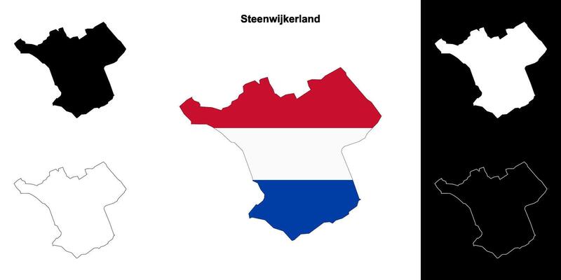 Steenwijkerland blank outline map set