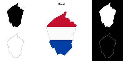 Soest blank outline map set vector