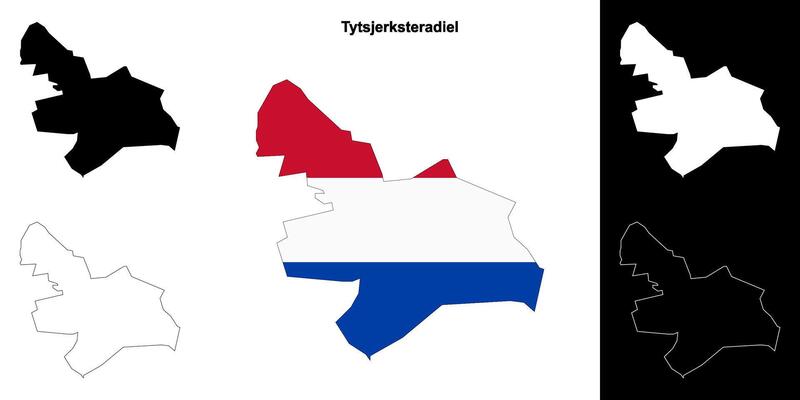 Tytsjerksteradiel blank outline map set