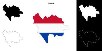 Utrecht blank outline map set vector