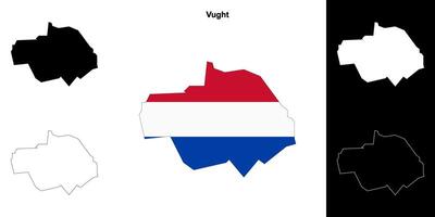 Vught blank outline map set vector