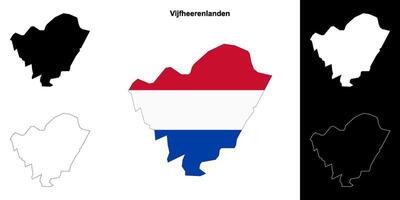 Vijfheerenlanden blank outline map set vector