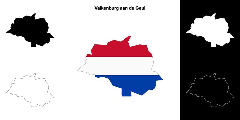 Valkenburg aan de Geul blank outline map set