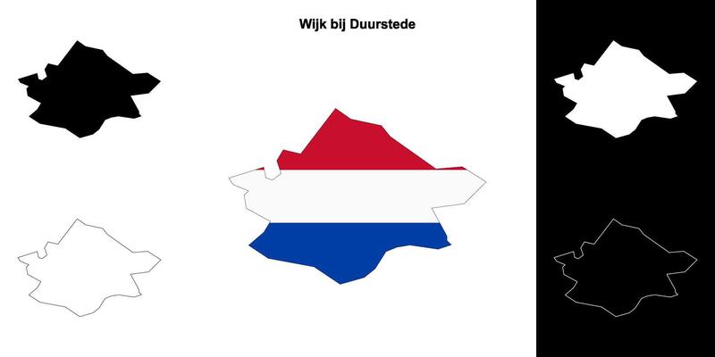 Wijk bij Duurstede blank outline map set
