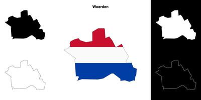 Woerden blank outline map set vector