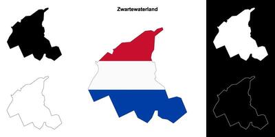 Zwartewaterland blank outline map set vector