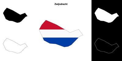 Zwijndrecht blank outline map set vector