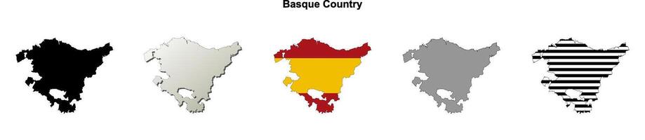 Basque Country outline map set vector