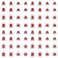 Siren Red Color Icon Minimalist Flat Design Red Black Bundle Set vector