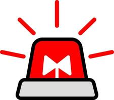 Siren Red Color Black Line Icon, Simple, Caution sign vector