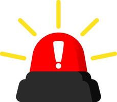 Flat Siren Icon Red For Warning vector