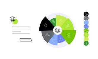 Planet Earth energy sources types. Pie chart vector