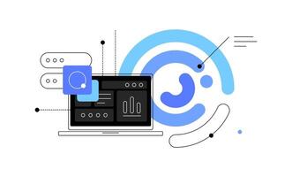 Big data and artificial intelligence. Flat illustration vector