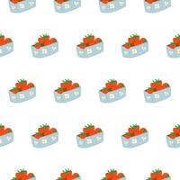 Strawberry basket seamless pattern. Summer seamless pattern with fruits. vector