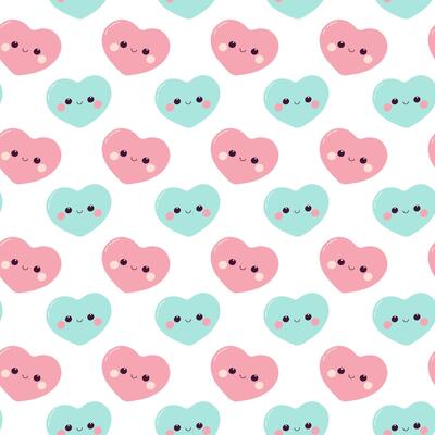 Blue and pink hearts seamless pattern. Gender reveal pattern.