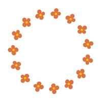 Minimalistic flower wreath. Cute simple tiny flowers in round frame. vector