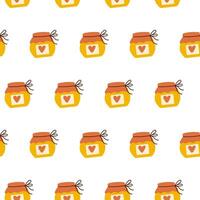 Jar with honey seamless pattern. Beekeeping element. Honey on white background vector