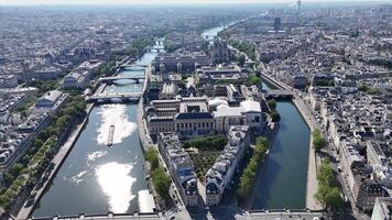 Aerial View of Neuf Bridge in Paris ile de france in France.. Scenic Scene. video