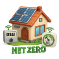 Sustainable Home Design with Solar Panels and Energy Monitoring System png