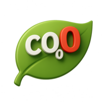 Simple CO2 Symbol over Green Leaf Representing Net Zero Concept png