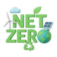 3D Design for Net Zero Sustainability Concept with Nature Elements png