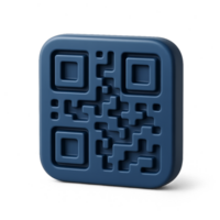 3D Blue QR Code Design for Simple Digital Interactions png