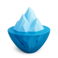 Simple 3D Iceberg Icon on Blue Bowl for Creative Projects png