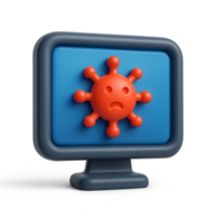 3D Virus Icon on Computer Screen with Simple Design Elements png