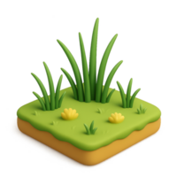 3D Simple Grassland Icon with Greenery and Soft Features png