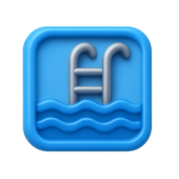3D Pool Icon Design in Blue Color Scheme for Simple Graphics png