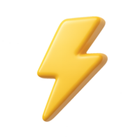 3D Yellow Lightning Icon with Simple Design for Creative Use png