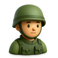 Simple 3D Soldier Icon with Helmet and Green Uniform for Design Use png