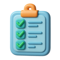 Colorful 3D Checklist Icon with Checkmarks and Clipboard Design png