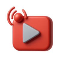 3D Simple Game Icon with Play Button and Sound Waves Design png