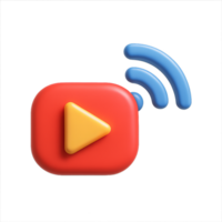 Simple Live Streaming Icon Design with Play Button and Signal Waves png