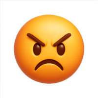 Simple 3D Angry Icon with Frown Expression for Digital Use png