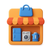 3D Icon of Simple Appliance Storefront with Colorful Design png