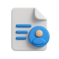 3D Document Icon with User Profile Symbol in Simple Design png