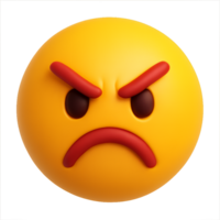 3D Angry Face Icon with Simple Expression for Digital Projects png