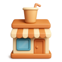3D Icon of a Beverage Shop with Simple Design and Bright Colors png