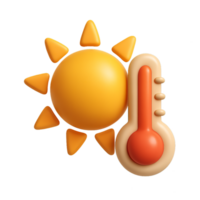 Simple 3D Sun Icon with Thermometer for Weather Representation png