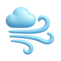 3D Icon Representation of Air with Simple Cloud and Wind Graphics png