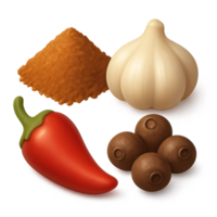 Simple Mixed Spices with Garlic, Chili, and Peppers on Display png